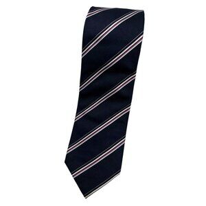 MASSIMO BIZZOCCHI BY KITON Men's Silk Necktie LUXURY XL Navy Striped W:3.6" EUC